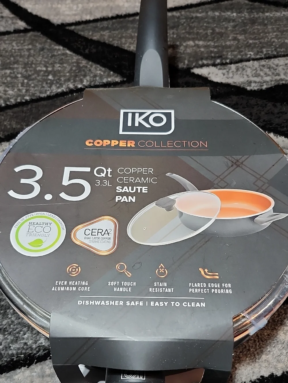 IKO COPPER COLLECTION 3.5 QUART COPPER CERAMIC SAUTE PAN & LID